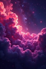 Wall Mural - swirling purple gas clouds with red hues in a nebula, red, astronomy