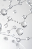 Hyaluronic acid skincare serum beauty concept molecules close up macro detail against white bright background. Cosmetic nourishing product.