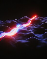 Poster - Pulsing waves of bioluminescent quantum energies create captivating digital distortions and iridescent refractions in a majestic otherworldly celestial environment
