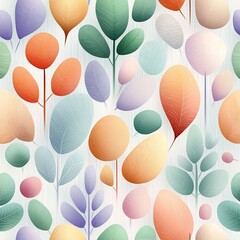 Poster - Elegant and modern pastel gradient design showcasing a delicate hand drawn textured organic floral pattern with refined contemporary Scandinavian aesthetic  Versatile background or textile design