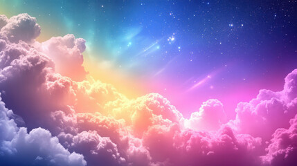 Wall Mural - celestial dreamscape: a vibrant, colorful dreamscape of clouds and stars. perfect for fantasy, dream