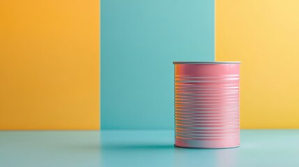  - Colored Tin Can Mockup on Vibrant Background for Branding and Packaging Design Showcase without Logos or Trademarks