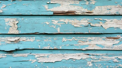 Aufkleber - Faded blue wooden planks with peeling paint texture for rustic backgrounds and vintage design projects