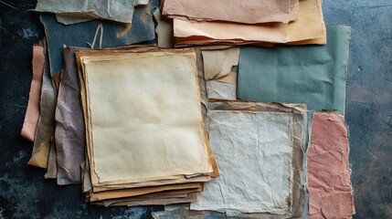 Aufkleber - Vintage paper textures collection in various colors and styles for creative design and artistic projects.