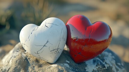 Poster - Elegant vintage hearts symbolizing love on a serene natural background perfect for romantic themes and heartfelt design projects