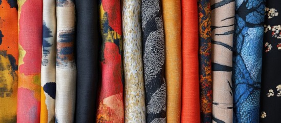 Poster - Vibrant fabric samples with unique textures and patterns ideal for upholstery and textile design inspiration and creativity