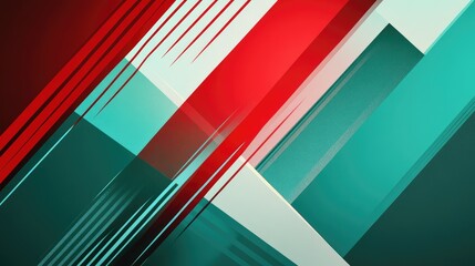 Poster - Dynamic abstract composition with striking red and teal lines creating a bold visual impact for modern design projects.