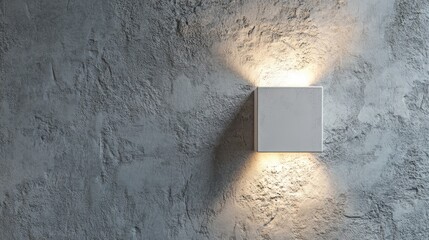 Poster - Illuminated white square fixture on textured wall highlighting surface contrast and adding modern aesthetic to interior designç’°å¢ƒ