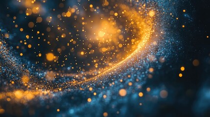 Fototapete - Vibrant 3D Abstract Background with Dynamic Swirls and Glowing Particles in Blue and Orange Hues for Creative Digital Designs
