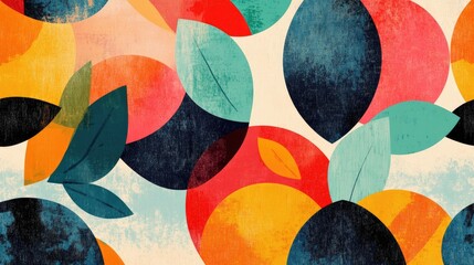 Poster - Colorful abstract background with bold geometric shapes and organic forms creating a modern artistic design for various creative projects