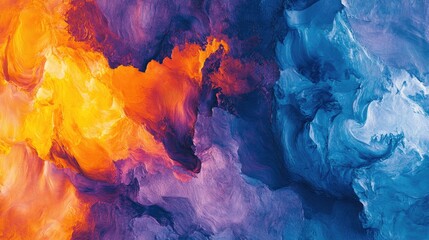 Poster - Dynamic abstract background with vibrant blue orange and purple hues creating an energetic modern design perfect for various creative projects