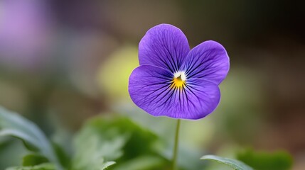 Poster - Vibrant violet flower blooming in a serene park setting showcasing nature's beauty and tranquility