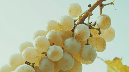 Poster - Fresh and organic white grapes on vine natural healthy vegetarian food concept