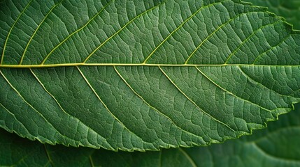 Poster - Lush tropical leaf texture on a vibrant green background with ample copy space for natural and exotic design themes