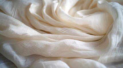 Sticker - Elegant vintage white silk fabric with soft folds and delicate texture for stylish backgrounds and textile design applications.