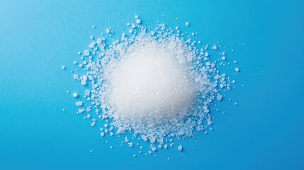 Aufkleber - White Sugar Crystals Piled on Vibrant Blue Surface Creating a Textured Abstract Background for Culinary or Nutritional Concepts