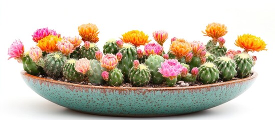 Poster - Colorful cactus garden in a decorative pot perfect for enhancing indoor space with a vibrant natural aesthetic and charm