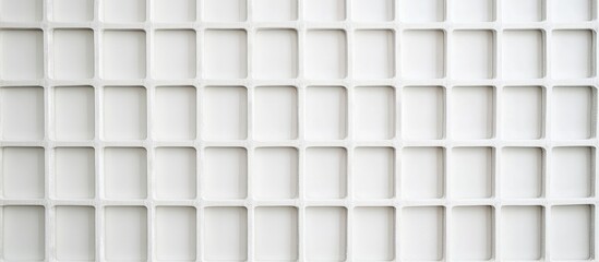 Aufkleber - Textured white crimped metal mesh against a smooth white wall highlighting industrial design and modern architectural elements