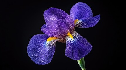 Aufkleber - Vibrant purple iris flower elegantly displayed against a dark background showcasing intricate details and textures of the petals.