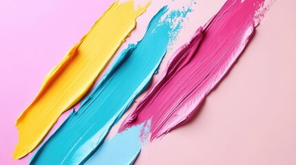Poster - Vibrant Paint Strokes in Pink Background for Creative and Artistic Textured Designs