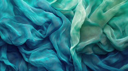 Poster - Turquoise green soft cotton fabric textile texture background abstract gentle wave design
