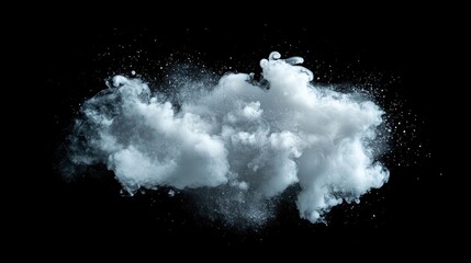 Aufkleber - White smoke cloud with swirling patterns against a dark background showcasing texture and movement in a dramatic visual composition