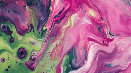 Poster - Colorful abstract art featuring swirling pink and green patterns creating a dynamic and vibrant visual texture for creative projects.