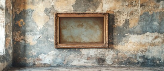 Poster - Vintage wall with ornate frame showcasing rustic charm ideal for interior design inspiration and art display ideas.