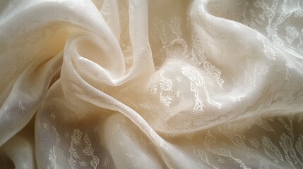 Aufkleber - Elegant White Silk Fabric Texture with Delicate Pattern Ideal for Backgrounds and Design Projects