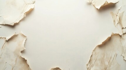 Aufkleber - Vintage torn paper with aged spots and rough edges on a clean white backdrop for creative design and artistic projects.
