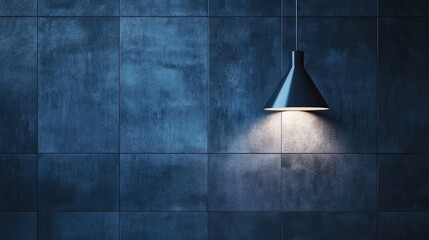Poster - tungsten light casting reflections on textured dark wall in minimalist interior design setting