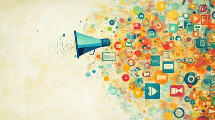 Poster - digital marketing innovations, exploring new tools, flat design illustration, no logo, no trademark,