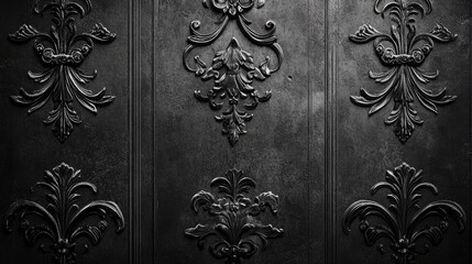 Aufkleber - Elegant vintage wall texture with intricate patterns in dark tones, ideal for backgrounds and design projects showcasing classic aesthetics.