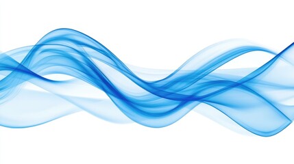 Poster - Elegant Flowing Blue Smoke Waves on a White Background for Abstract Art and Design Concepts