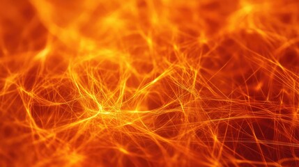 Poster - Vibrant abstract network design with glowing orange strands in a dynamic and energetic texture background.