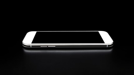 Aufkleber - Modern white smartphone with blank screen displayed on a sleek black surface against a dark background for technology concepts.