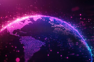 Fototapete - digital representation of a futuristic globe with vibrant colors and abstract geometric patterns emp