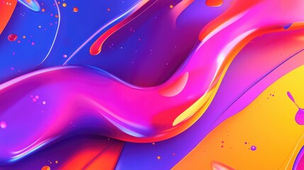 Poster - Colorful Fluid Abstract Art with Dynamic Swirls and Paint Splatters for Creative Background and Design Projects