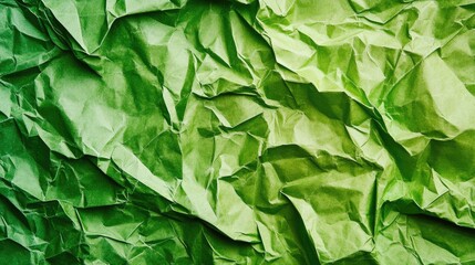 Poster - Vibrant Crumpled Green Paper Texture Ideal for Backgrounds and Creative Projects