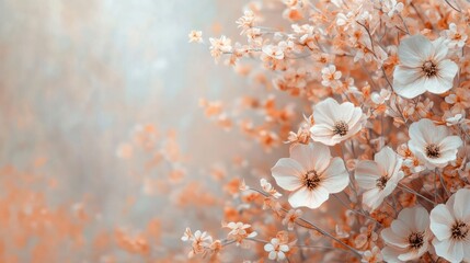 Poster - Pastel Autumn Floral Background with Artificial Blossoms in Soft Tones for Seasonal Decor and Design Projects