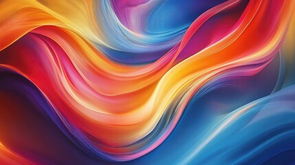 Fototapete - Colorful Swirling Abstract Digital Art with Flowing Lines and Vivid Gradients for Modern Backgrounds and Creative Projects