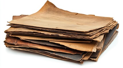 Aufkleber - Antique Stacked Papers with Aged Texture on A White Background for Historical or Artistic Use