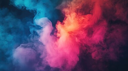 Poster - Colorful Abstract Smoke Swirls in Blue Pink and Orange Hues for Dynamic Visual Art Background