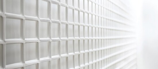 Aufkleber - White crimped metal grid texture on a bright white wall showcasing modern industrial design and architectural details