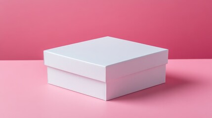 Aufkleber - Elegant white gift box on a delicate pink background perfect for packaging and celebrations