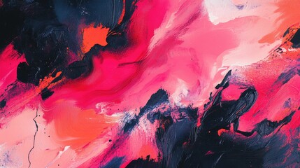 Poster - Dynamic abstract background featuring vibrant coral pink, marsala red, and deep graphite black hues for artistic and creative designs.