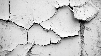 Poster - Cracked Grunge Wall Texture in Black and White with Vintage Aesthetic for Background Design Elements and Artistic Projects