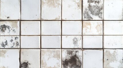 Aufkleber - Vintage stained white square tiles textured background for design and architectural use.