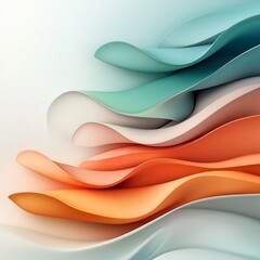 Poster - Mesmerizing iridescent wavy abstract shapes and patterns in a vibrant spectrum of colors creating an ethereal and surreal digital design with a futuristic and otherworldly atmosphere in a clean
