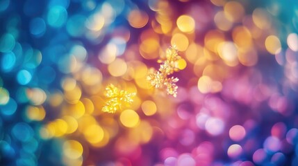 Fototapete - Vibrant abstract blurred background featuring colorful bokeh with gradients of blue yellow and pink creating a dreamy atmosphere